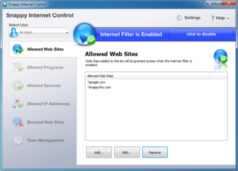 Snappy Internet Control Screenshot